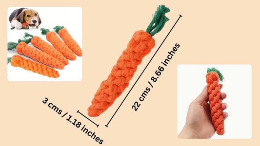 Durable Carrot-Shaped DOG Chew TOY with Rope Knot