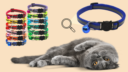 Reflective CAT COLLAR with Round Ears Cat Head Safety Buckle & Bell – Adjustable & Breakaway Design